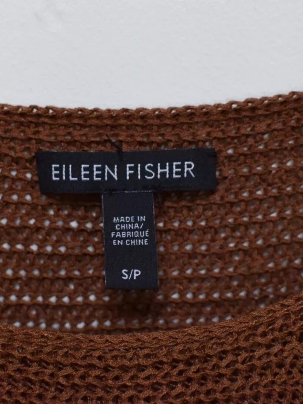 Eileen Fisher Organic Linen Cotton Tunic Asymmetrical Knit Brown Size S - Picture 8 of 10